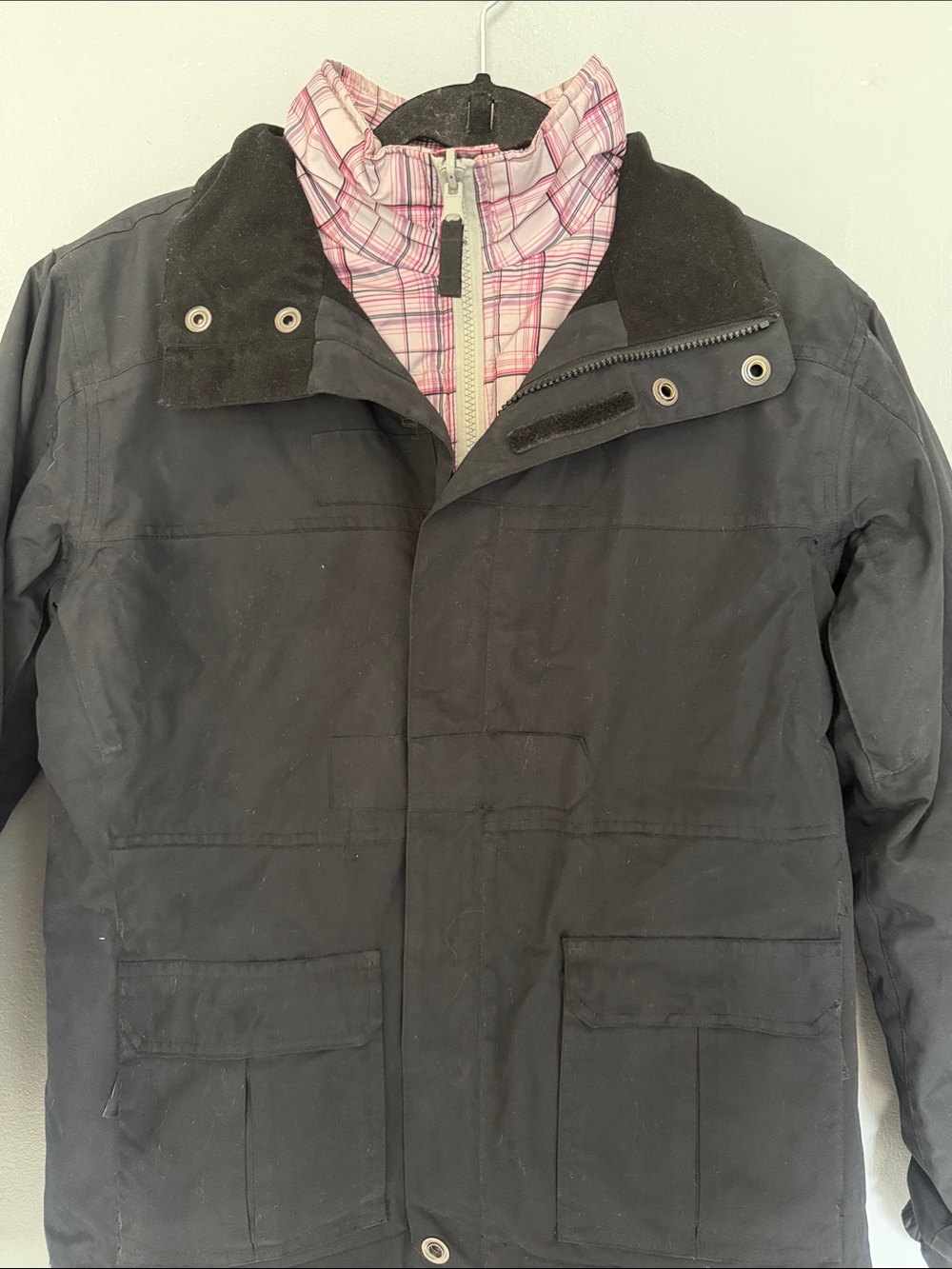 Pulse Youth Ski Winter Outdoor Black‎ Hooded Pink Plaid Inner Jacket - Picture 2 of 8